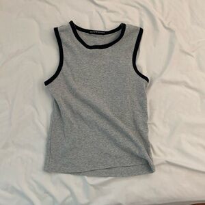 Brandy Melville Tank Top (Grey and Blue Ringer)